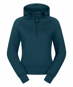 Pull à capuche technique Regensburg bleu pétrole