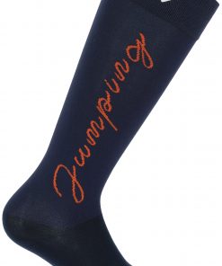 Chaussettes équithème "JUMP" marine/orange