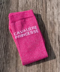 Chaussettes à paillettes rose "cavalière princesse"