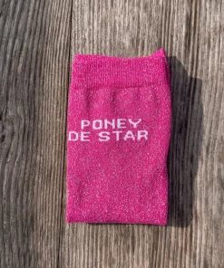 Chaussettes à paillettes rose "poney de star"
