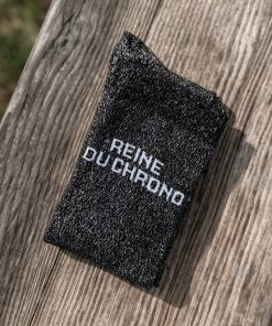 Chaussettes à paillettes noir "reine du chrono"