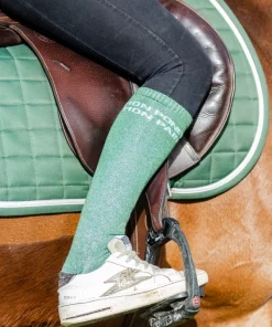 Chaussettes à paillettes vertes "mon poney mon pain"