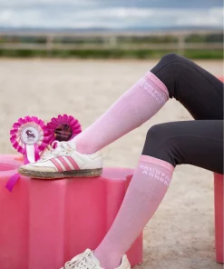 Chaussettes à paillettes rose pâle "sans faute assuré"